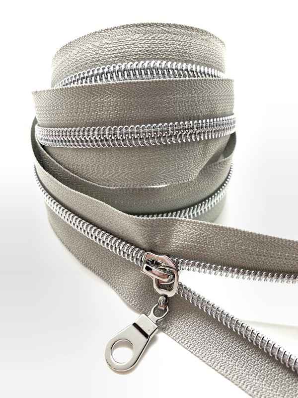 Gray nylon coil zipper